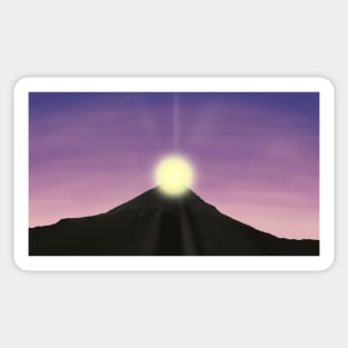 Mountain Sunrise Landscape Painting - Relaxing Scenery Design Sticker